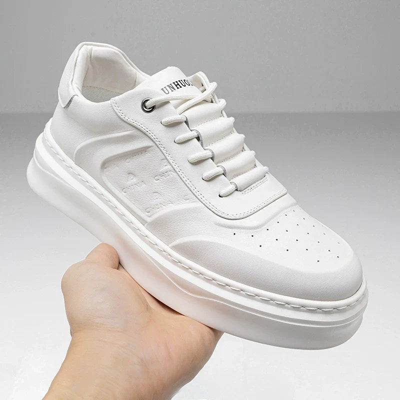 Men’s Low-Top Sneakers – Chunky Platform Sole – Embossed Detail – Lace-Up – Breathable