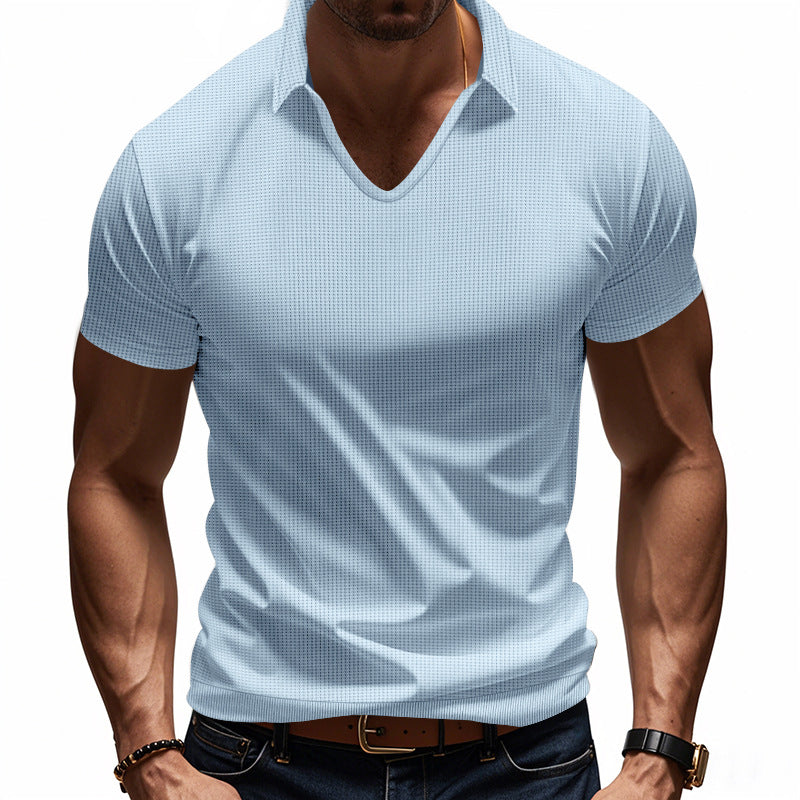 Men’s Polo Shirt – Breathable Cotton – Relaxed Fit – V-Neck Minimalist Casual Style