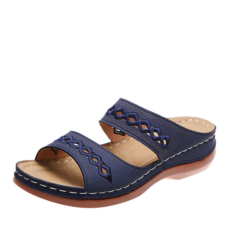 Women’s Wedge Sandals – Orthopedic Support – Slip-On Fit – Cut-Out Straps – Casual Style