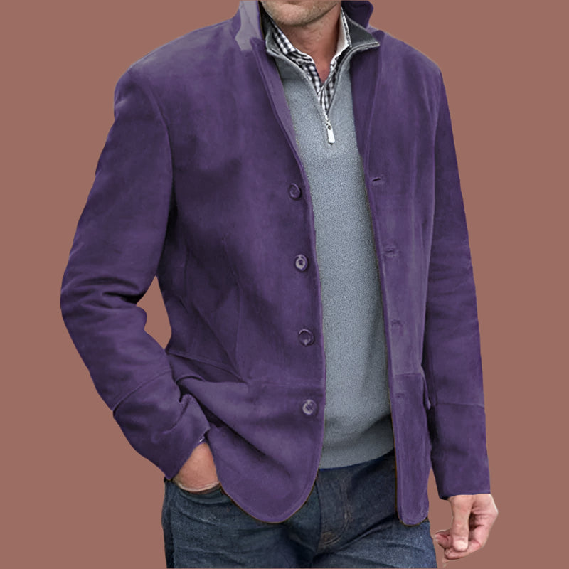 Men’s Jacket – Regular Fit – Soft Textured Finish – Stand Collar – Front Pockets