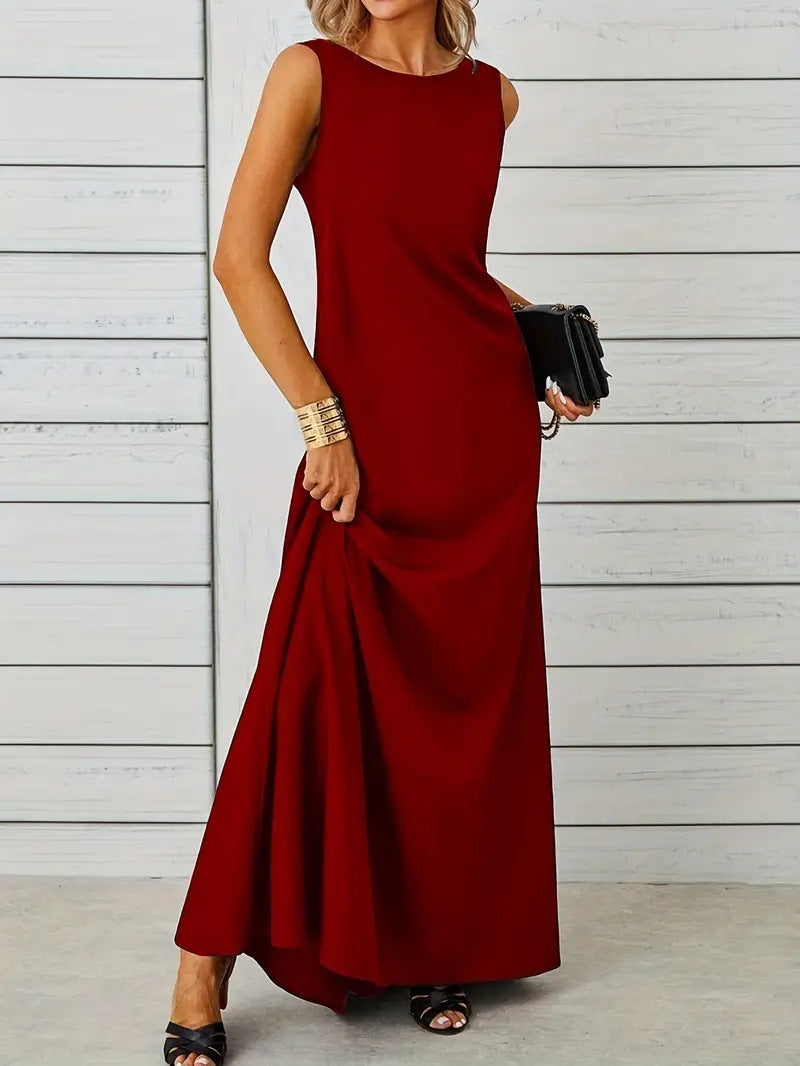 Women’s Mid-Length Dress – Sleeveless – Relaxed Fit – Lightweight Minimalist Style