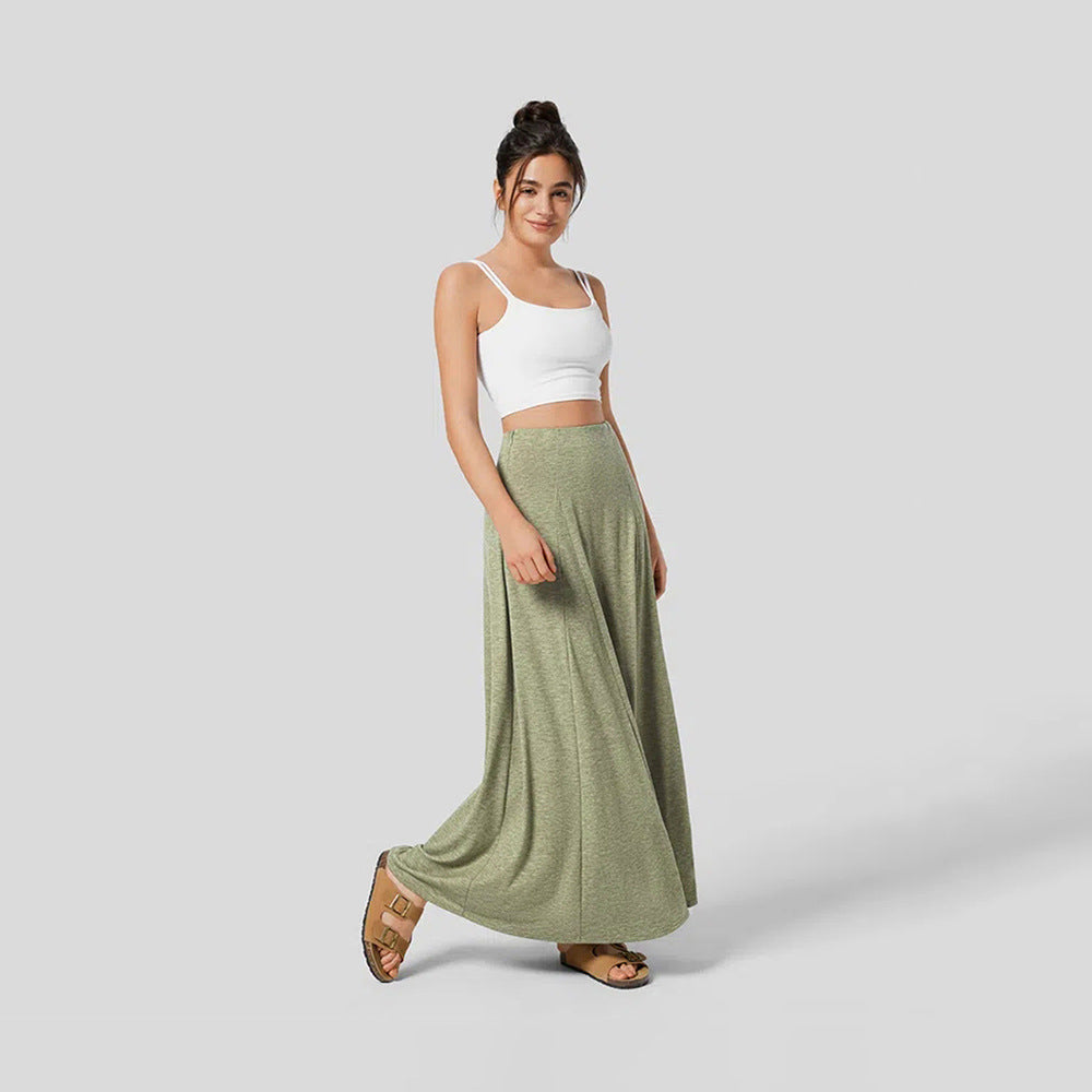 Women’s Knitted Skirt – High Waist – Flowy Fit – Full Length Seamless Casual Wear
