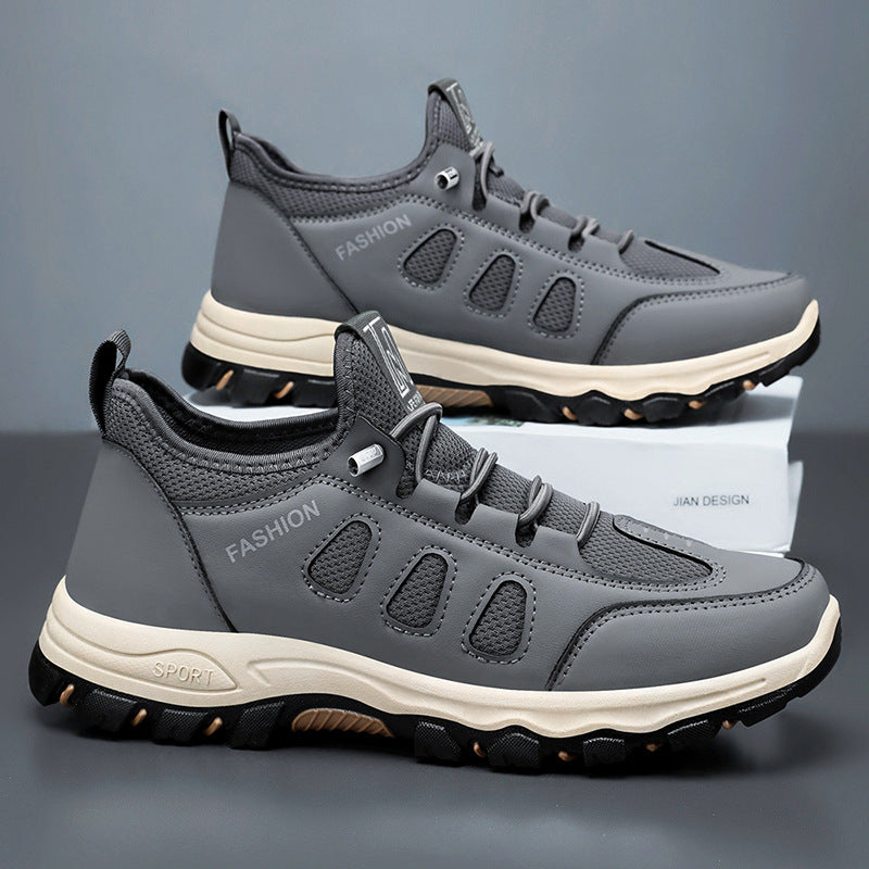 Men’s Trail Hiking Shoes – Breathable Mesh – Synthetic Leather – Rugged Grip Sole