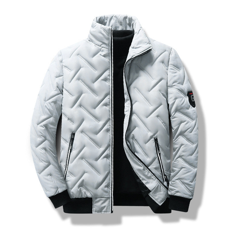 Men’s Jacket – Slim Fit – Quilted Design – Stand Collar – Zippered Pockets – Ribbed Trim