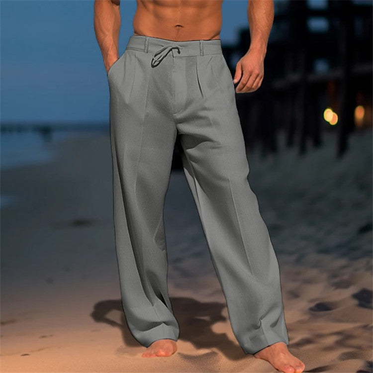 Men’s Casual Pants – Relaxed Fit – Drawstring Waist – Full Length