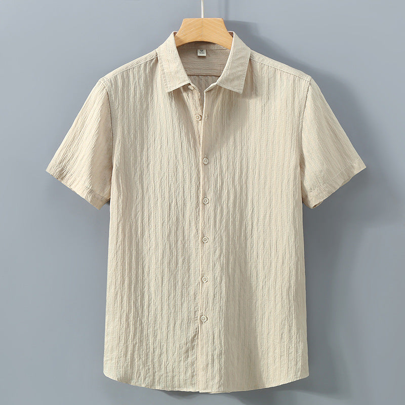 Men’s Button-Down Shirt – Relaxed Fit – Breathable Blend – Short Sleeve – Textured Finish