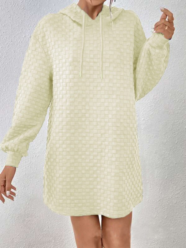 Women's Hooded Dress - Knit - Relaxed Fit - Adjustable Drawstring Hood