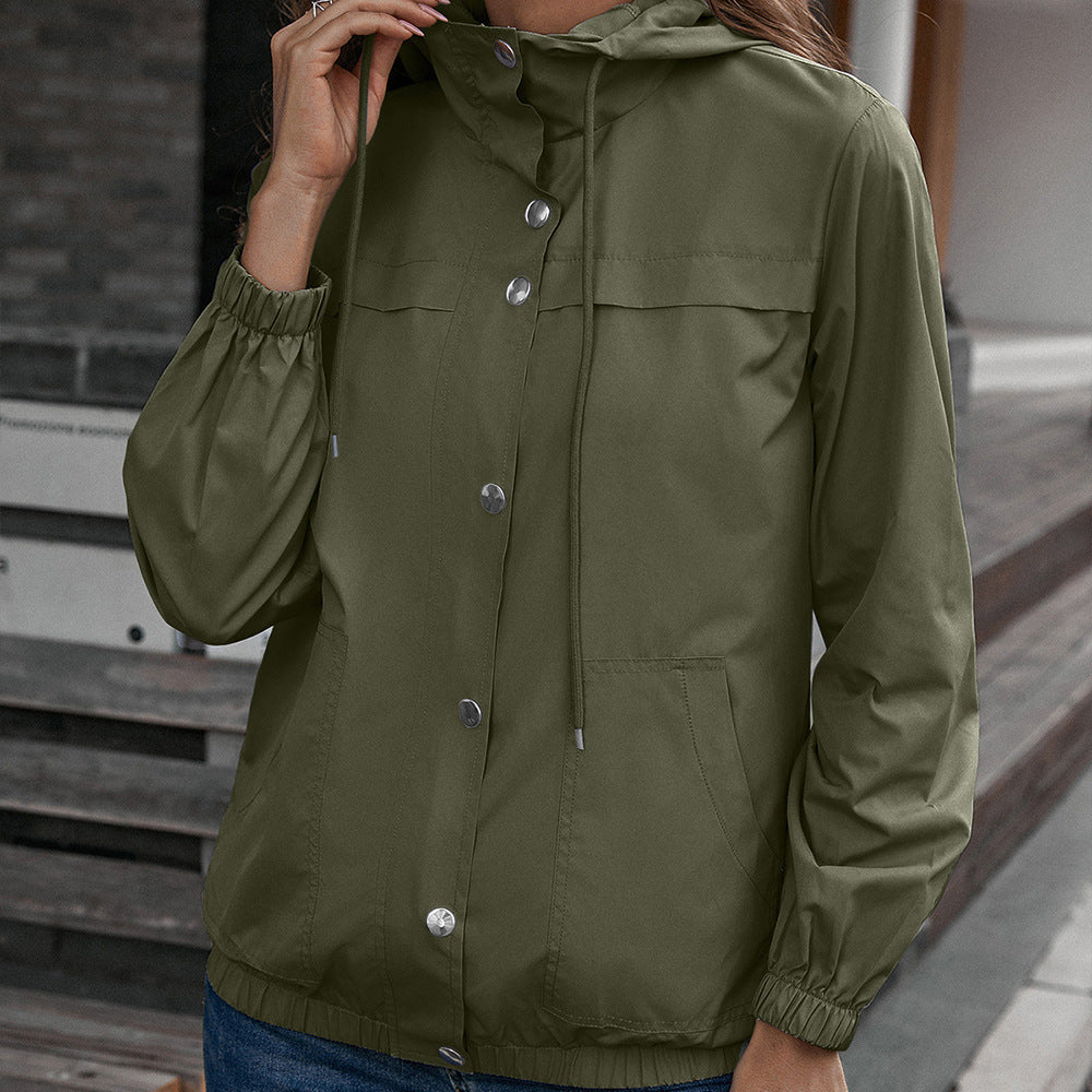 Women’s Outdoor Jacket – Waterproof – Windbreaker – Relaxed Fit – Hooded Zip Front