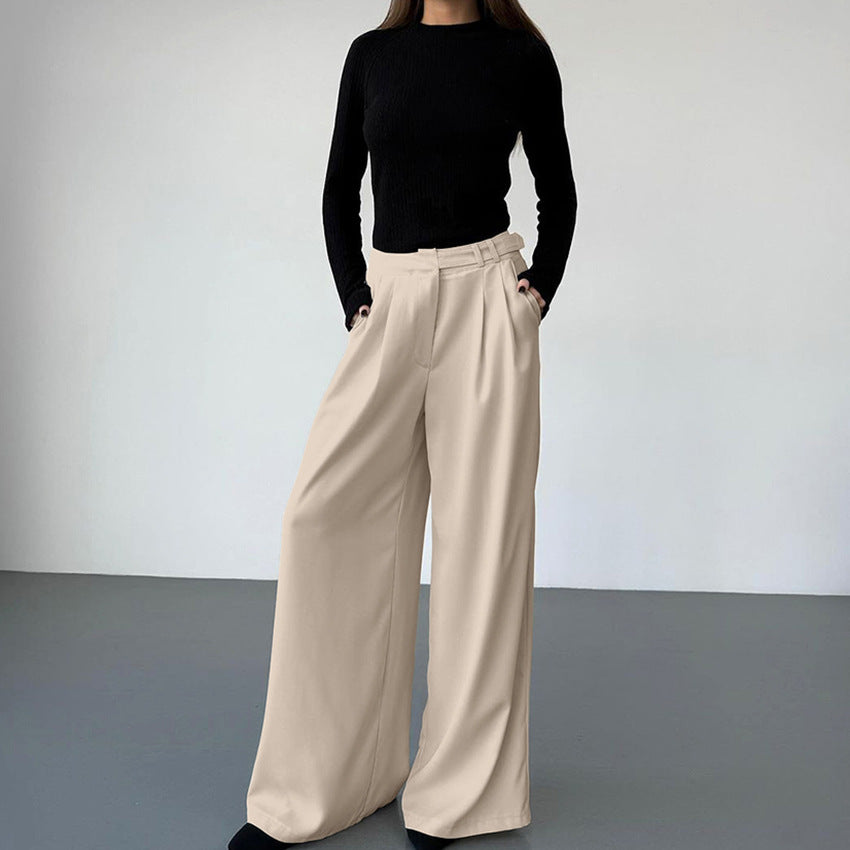 Women’s Wide-Leg Trousers – High Waist – Pleated Front – Relaxed Fit – Full Length