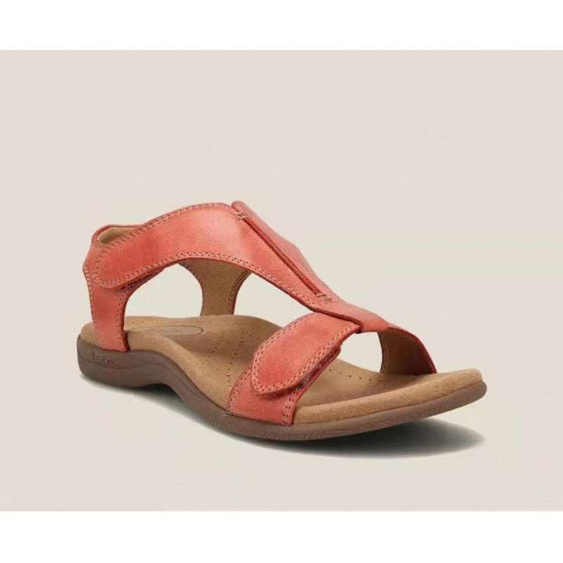 Women’s Wedge Sandals – T-Strap – Adjustable Ankle Strap – Cushioned Insole – Open Toe