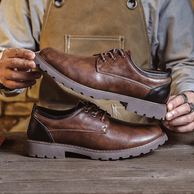 Men’s Dress Shoes – Leather Oxford – Embossed Crocodile Pattern – Lace-Up Formal