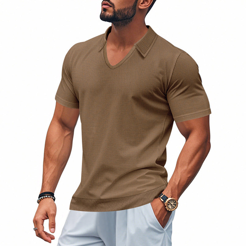Men’s Polo Shirt – Breathable Cotton – Relaxed Fit – V-Neck Minimalist Casual Style