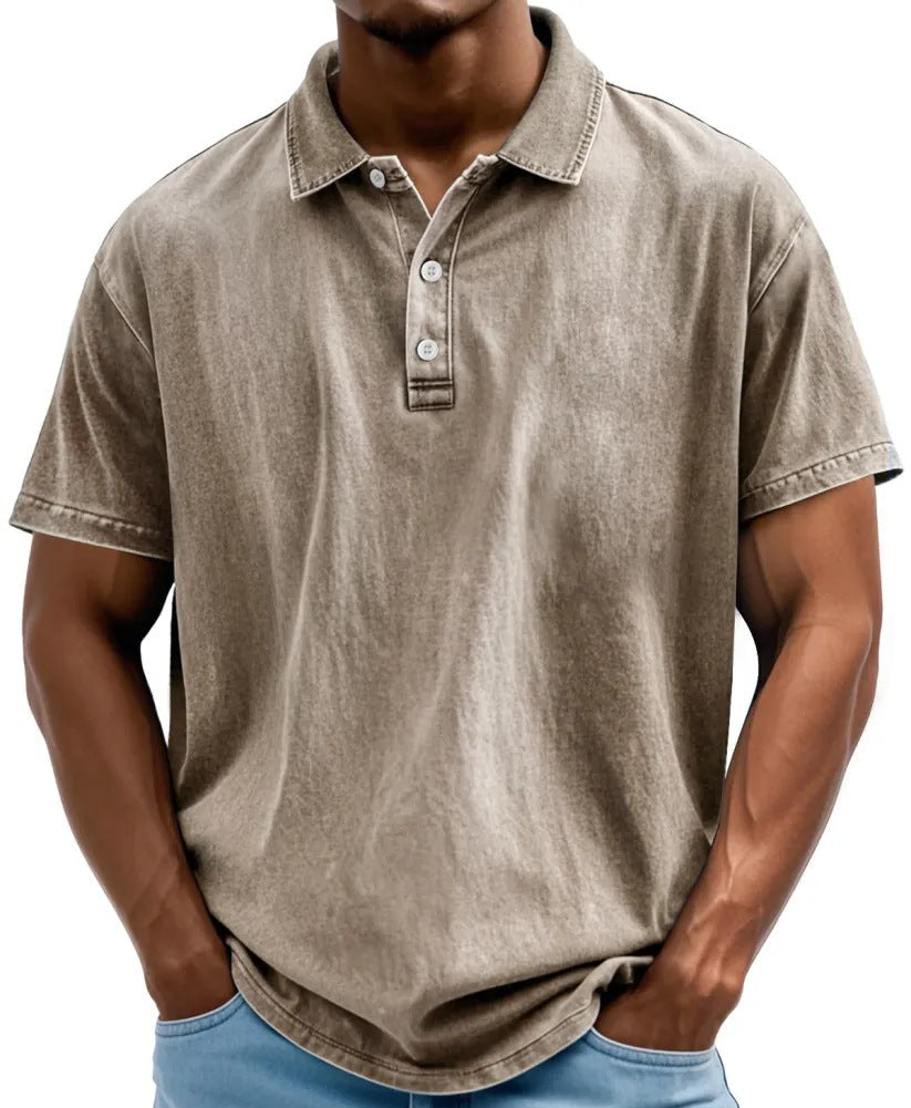 Men’s Polo Shirt – Relaxed Fit – Washed Look – Short Sleeve – Natural Fibers