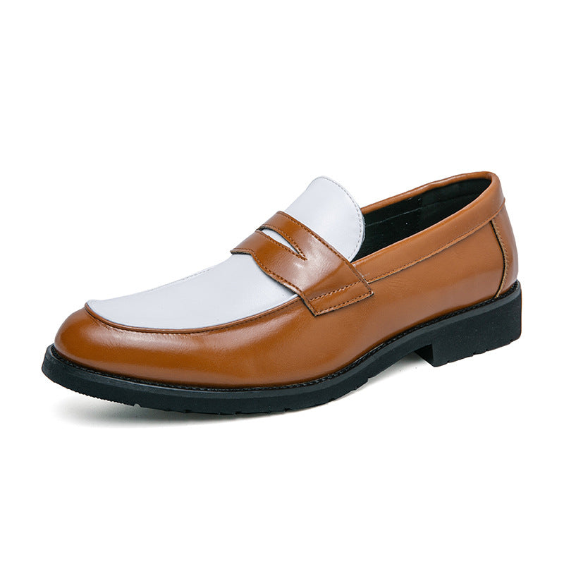 Men’s Loafers – Polished Leather – Slip-On – Rubber Sole – Two-Tone Strap Design