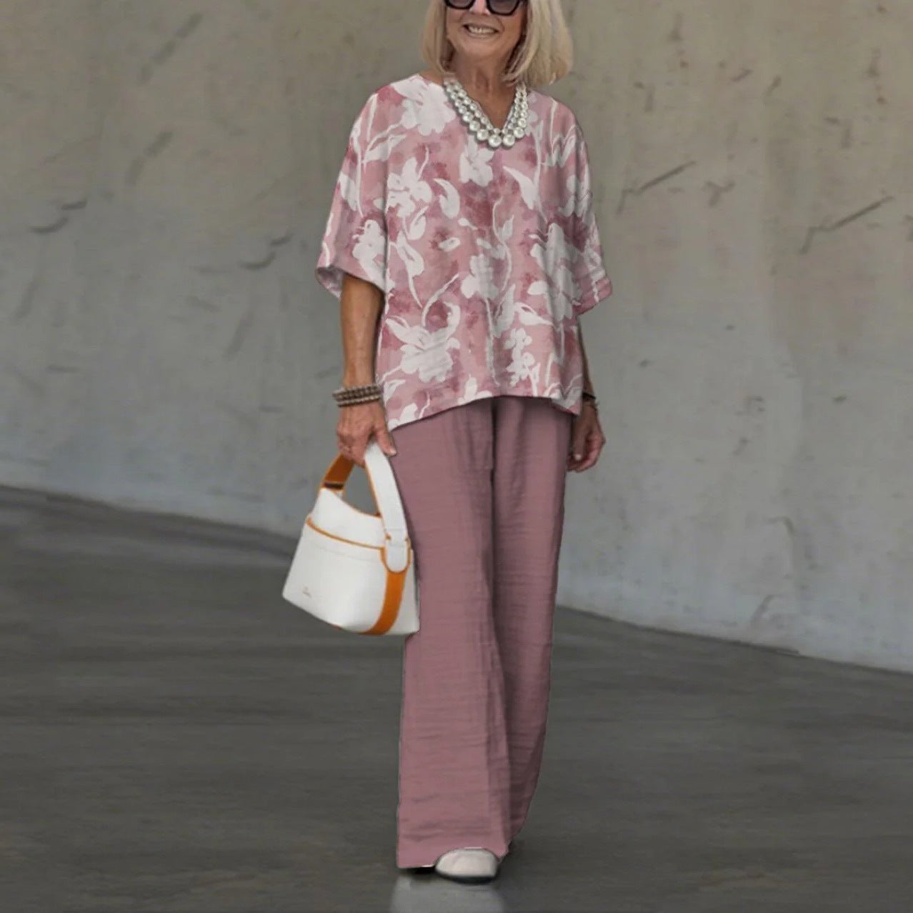 Women’s Casual Suit – Relaxed Fit Polka Dot Shirt – Wide-Leg Cotton Pants