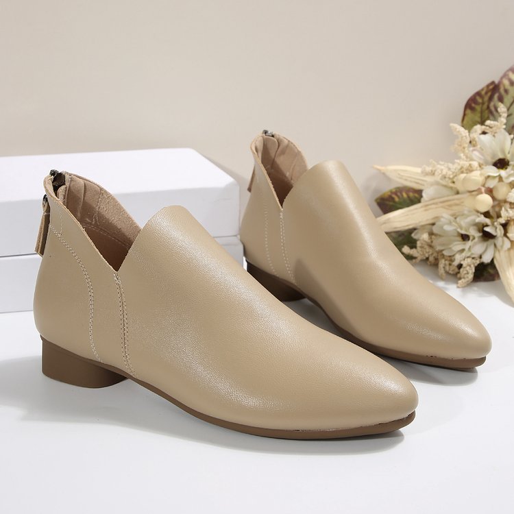 Women’s Ankle Boots – Sleek Pointed Toe – Soft Finish – Back Zipper – Low Heel