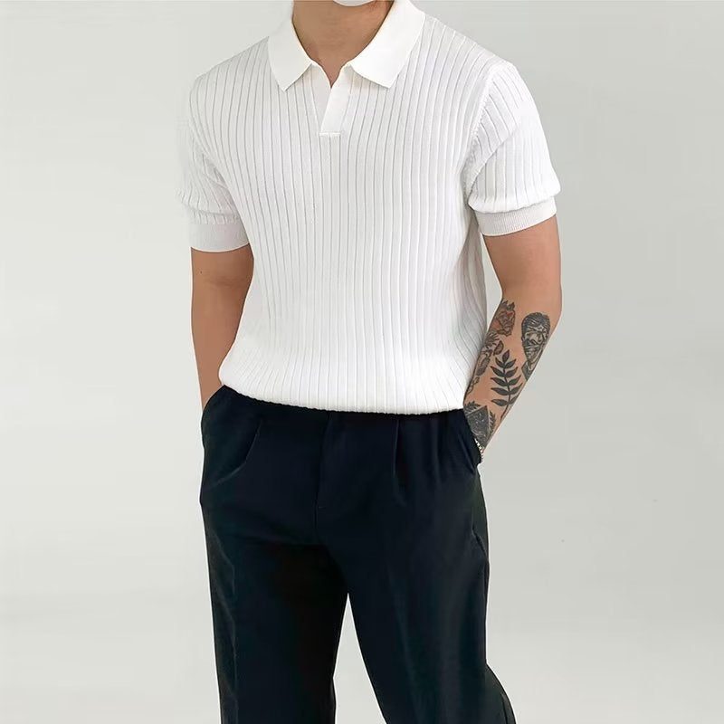 Men’s Polo Shirt – Soft Ribbed Knit – Standard Fit – Short Sleeve Casual Style