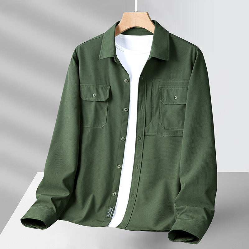 Men’s Long Sleeve Shirt – Relaxed Fit – Breathable Cotton Blend – Utility Pockets