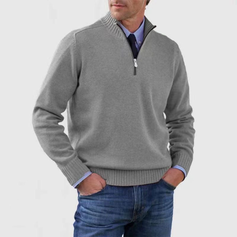 Men’s Half-Zip Sweater – Regular Fit – Ribbed Trim – Smart Casual