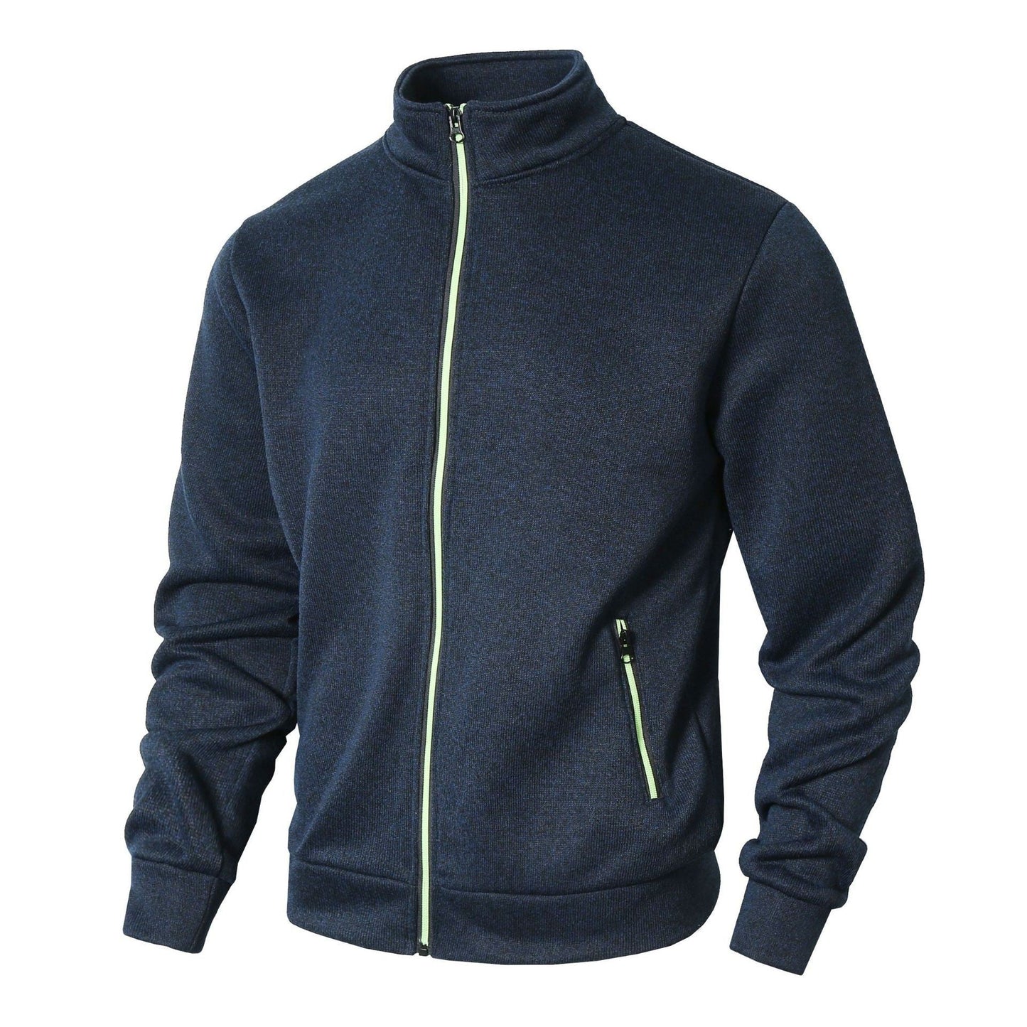 Men’s Zip-Up Jacket – Soft Knit Lined – Stand Collar – Zipper Pockets – Regular Fit