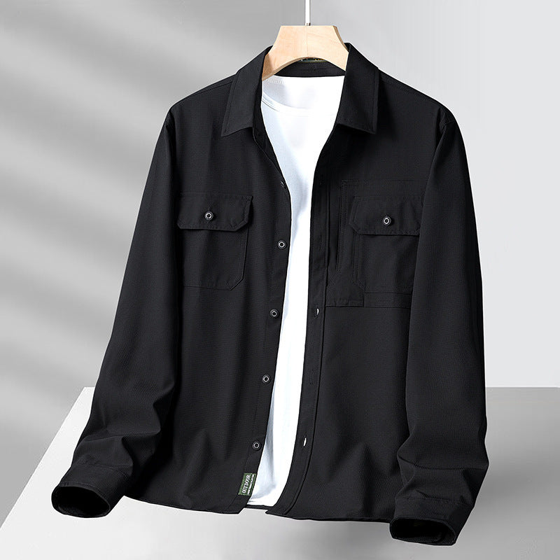 Men’s Long Sleeve Shirt – Relaxed Fit – Breathable Cotton Blend – Utility Pockets
