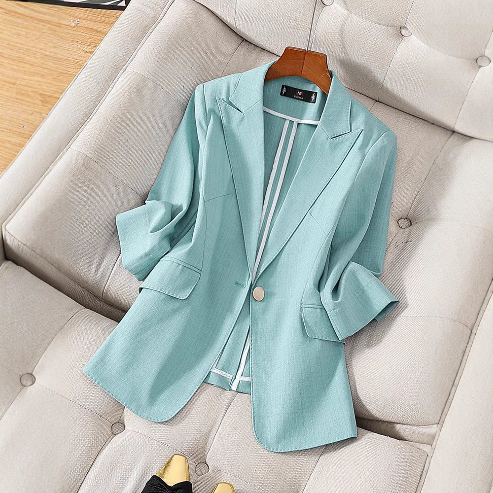 Women’s Blazer – Tailored Fit – Three-Quarter Sleeve – Notched Lapel
