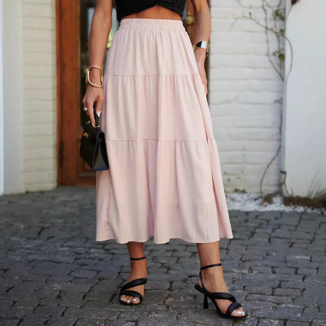 Women's Midi Skirt - Flowing Fit - Elastic Waist