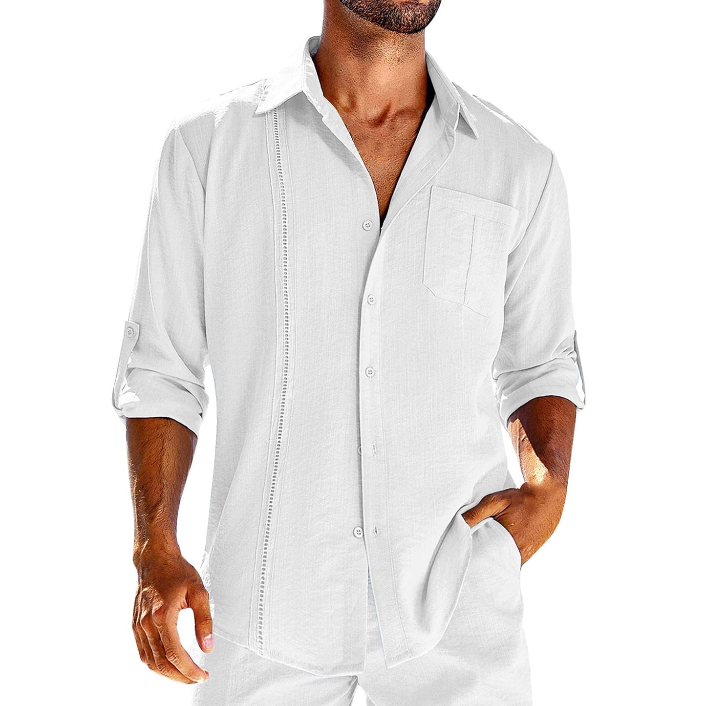 Men’s Casual Shirt – Relaxed Fit – Natural Fibers – Long Sleeve – Button Down