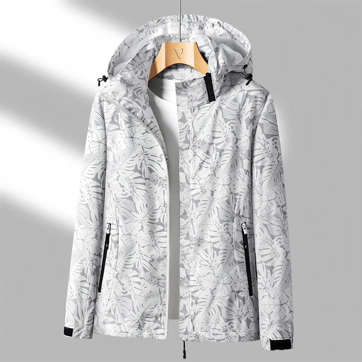 Women’s Waterproof Jacket – Standard Fit – Wind-Resistant – Adjustable Hood – Zipper Pockets