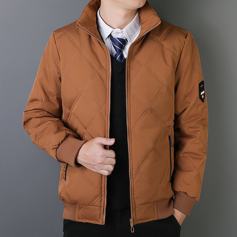 Men’s Quilted Jacket – Regular Fit – Warm Lined – Stand Collar – Zipper Pockets