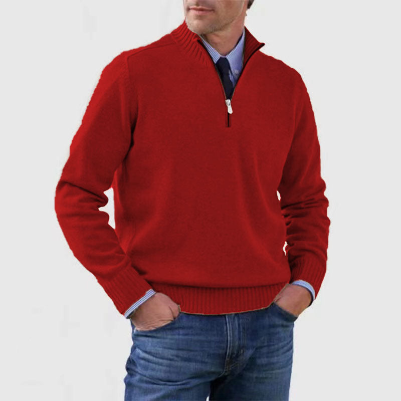 Men’s Half-Zip Sweater – Regular Fit – Ribbed Trim – Smart Casual