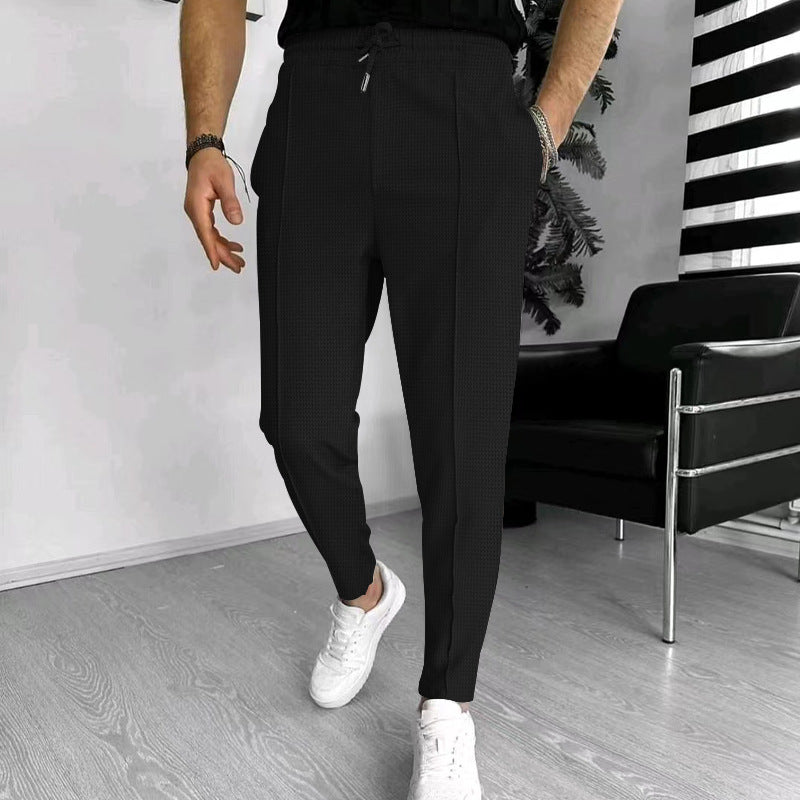 Men’s Casual Pants – Slim Fit – Stretch Fabric – Elastic Waist with Drawstring