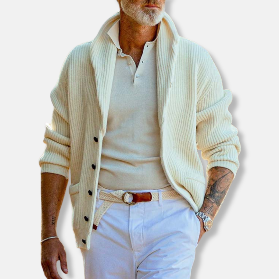 Arlo Relaxed Fit Cardigan | Shawl Collar Button Front Cardigan