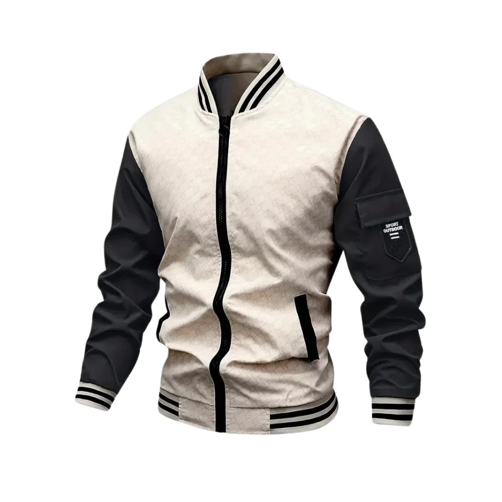 Men’s Bomber Jacket – Breathable Blend – Standard Fit – Ribbed Trim – Sleeve Pocket