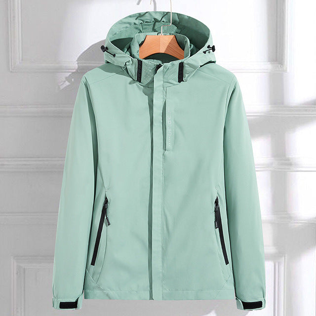 Women’s Rain Jacket – Water-Resistant – Hooded – Adjustable Cuffs – Hip Length Fit