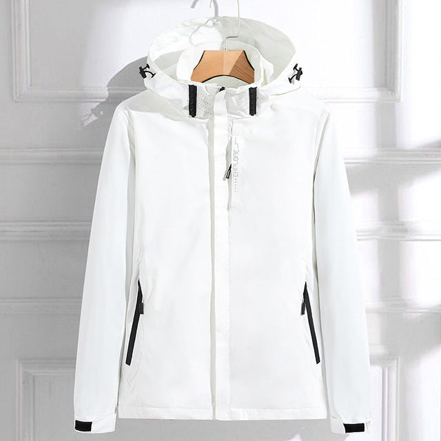 Women’s Rain Jacket – Water-Resistant – Hooded – Adjustable Cuffs – Hip Length Fit