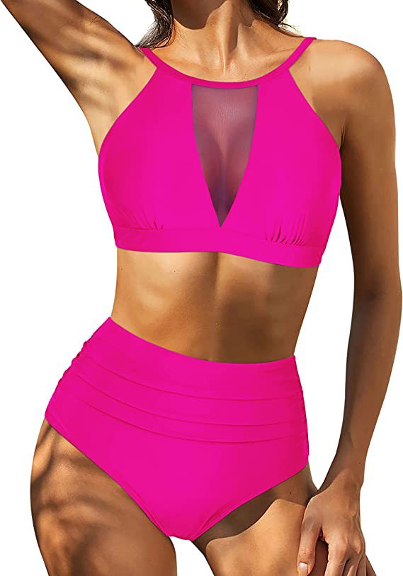 Women’s Bikini Set – High Waist – Lace-Up Top – Hollow Out – Breathable Blend
