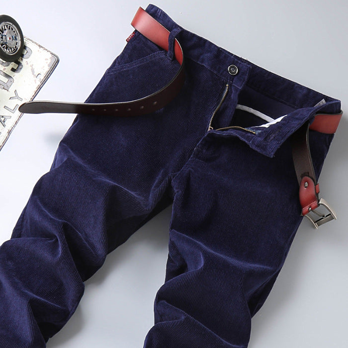 Men’s Corduroy Pants – Tailored Fit – Straight Leg – Full Length – Button Waist