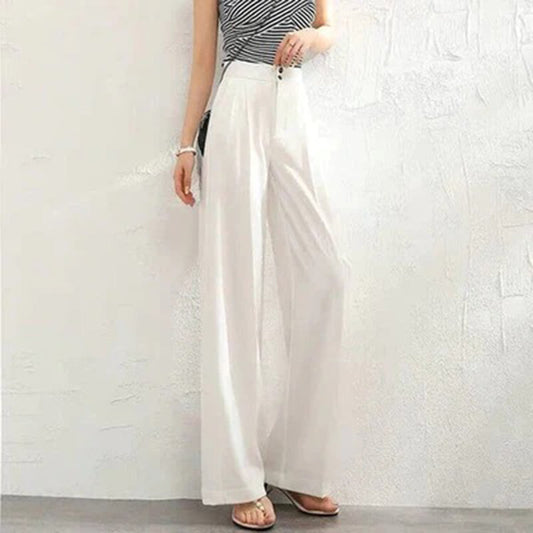 Women's Wide-Leg Trousers - High Waist - Flowy Lightweight Elegant Fit