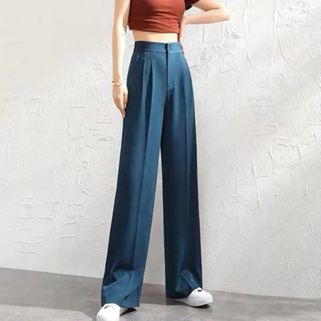 Women's Wide-Leg Trousers - High Waist - Flowy Lightweight Elegant Fit