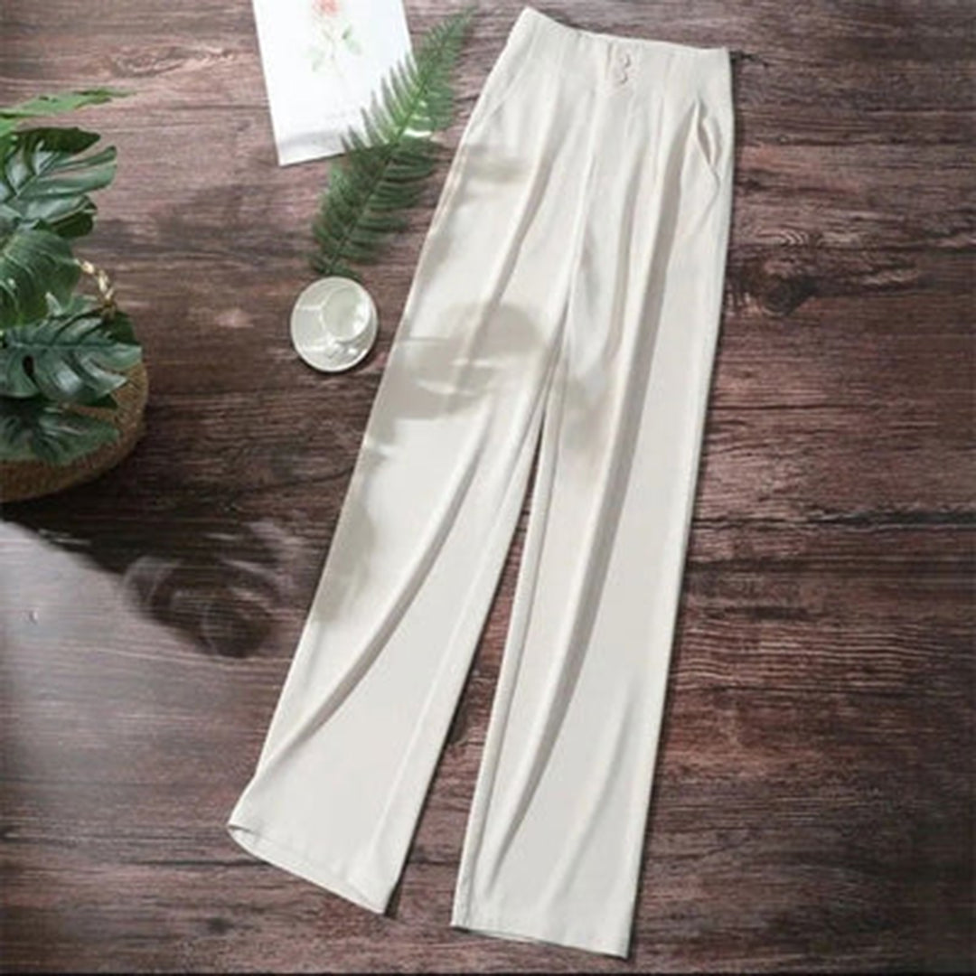Women's Wide-Leg Trousers - High Waist - Flowy Lightweight Elegant Fit