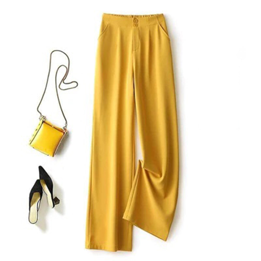 Women's Wide-Leg Trousers - High Waist - Flowy Lightweight Elegant Fit
