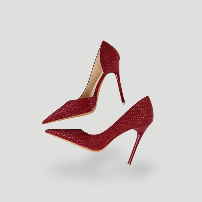 Women’s Stiletto Heels – Pointed Toe – Embossed Texture – Slim Fit Elegant Pumps