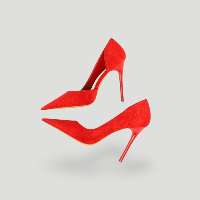 Women’s Stiletto Heels – Pointed Toe – Embossed Texture – Slim Fit Elegant Pumps