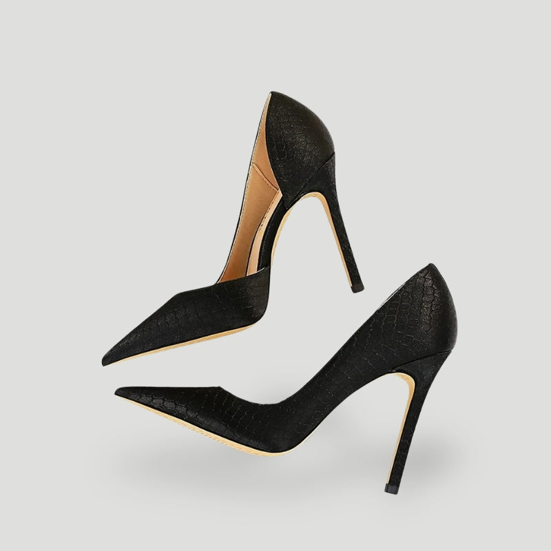 Women’s Stiletto Heels – Pointed Toe – Embossed Texture – Slim Fit Elegant Pumps