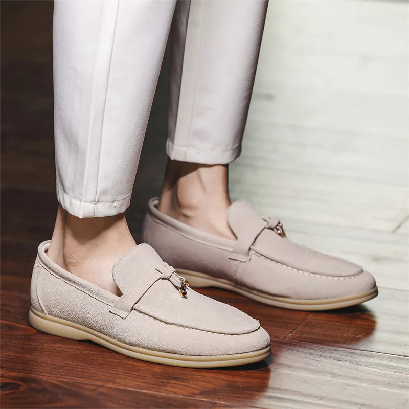 Men’s Loafers – Suede Slip-On – Slim Fit – Tassel Accent – Rubber Sole – Smart Casual