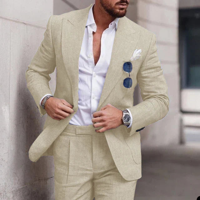 Men’s Suit – Linen Two-Piece Set – Tailored Fit – Single Breasted – Formal Wear