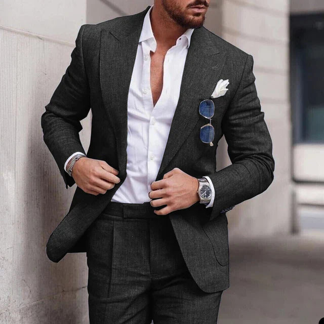 Men’s Suit – Linen Two-Piece Set – Tailored Fit – Single Breasted – Formal Wear