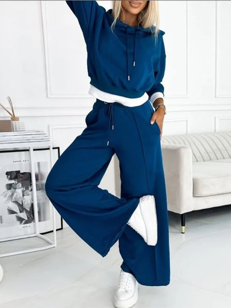 Women’s Lounge Set – Soft Knit – Relaxed Fit – Hoodie and Drawstring Pants