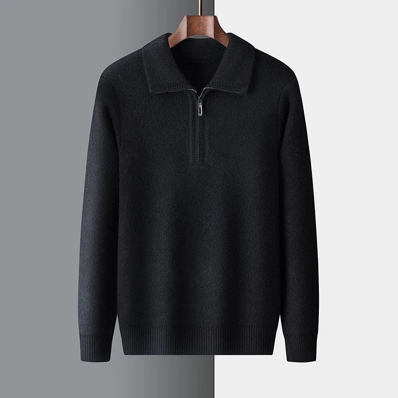Men’s Quarter-Zip Sweater – Regular Fit – Soft Knit – Ribbed Trim – Relaxed Collar